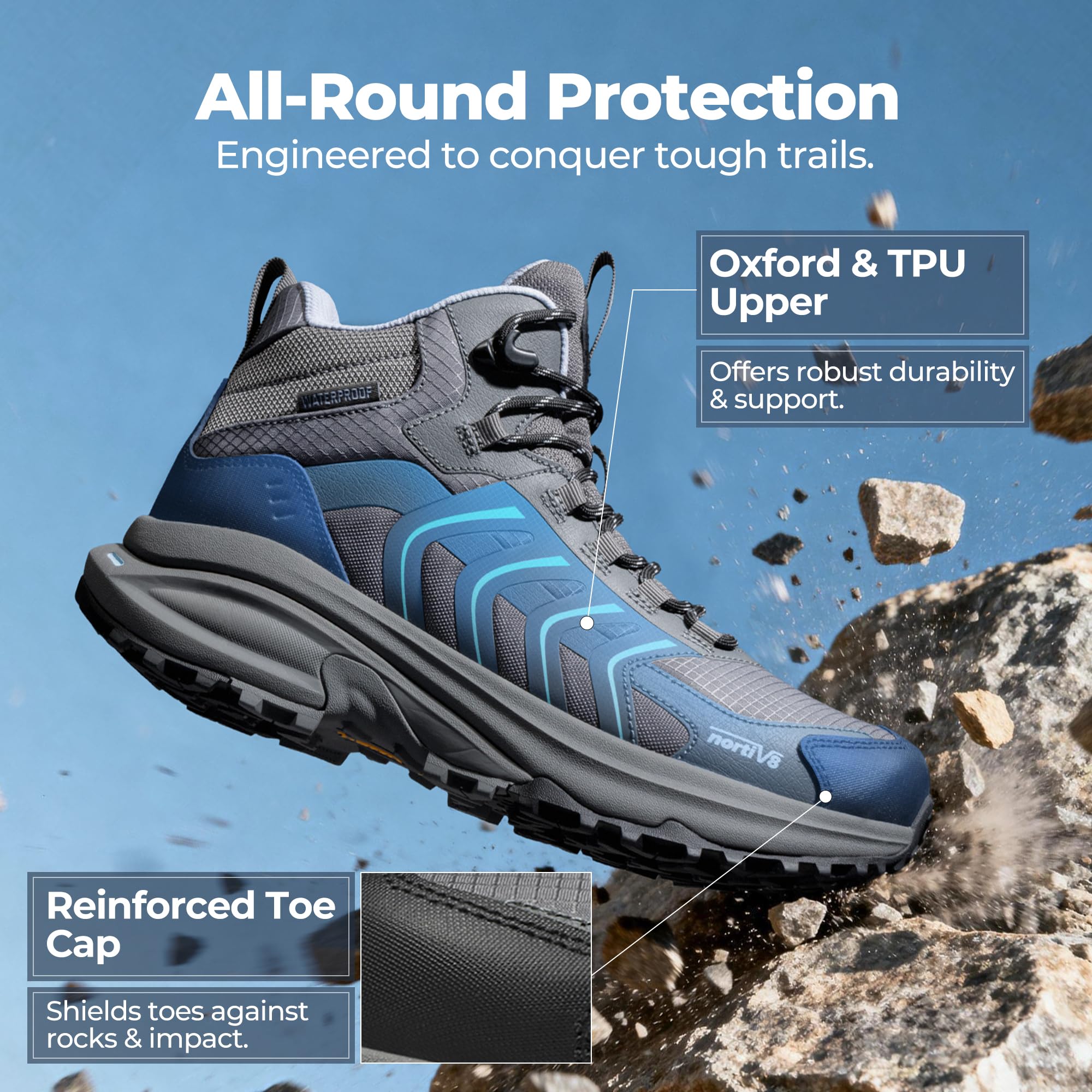 NORTIV 8 Wanderschuhe Damen Wasserdicht Leicht Outdoor Trekking Rutschfest Bequem Camping Knöchel Atmungsaktiv Boot Armadillo FieldLite