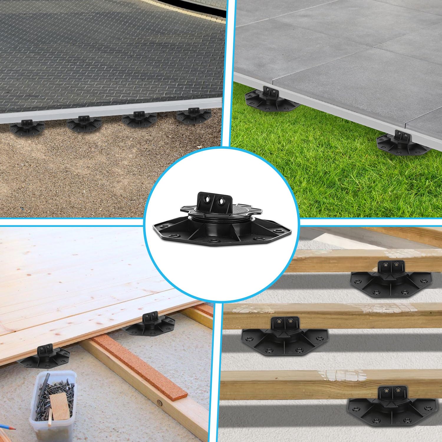 50 x Stelzlager Höhenausgleich 18-140 mm Höhe wählbar Stellfüße justierbarer Plattenlager Terrassenlager für Terrassendielen-Unterkonstruktion Holz WPC, Größe:18-30 mm