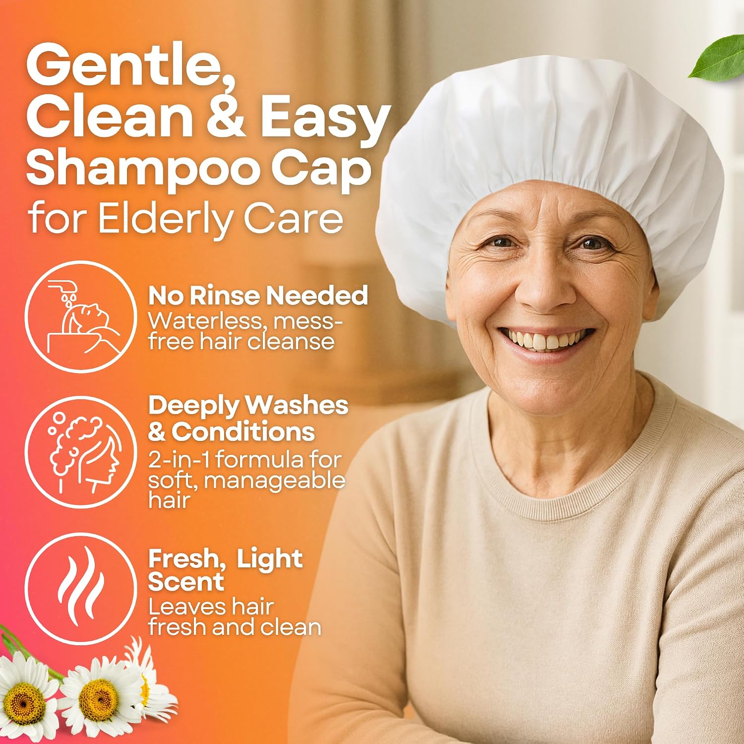 Shampoo Caps No Rinse, Gifts for Bedridden Women, Shower Caps for Women Disposable, No Rinse Shampoo Cap, Best Gifts for Bedridden Elderly (Pack of 12)