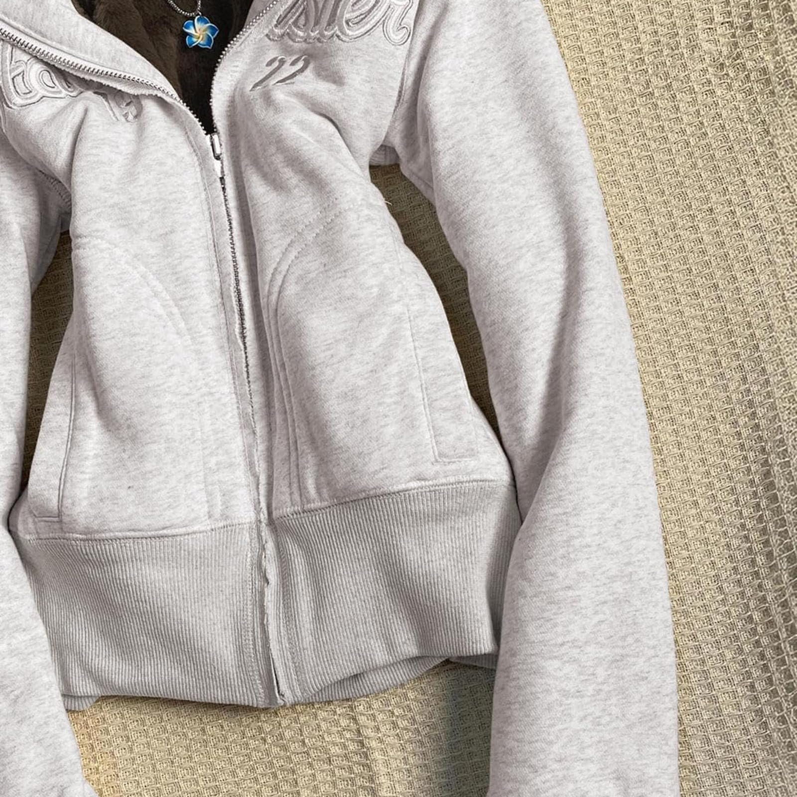 Y2K Hoodie Damen Zip Up Winterjacke mit Fellkapuze Vintage Grunge Winterjacke Streetwear Strickjacken Kapuzenpullover mit Reißverschluss übergangsjacke Fleecejacke Cardigan