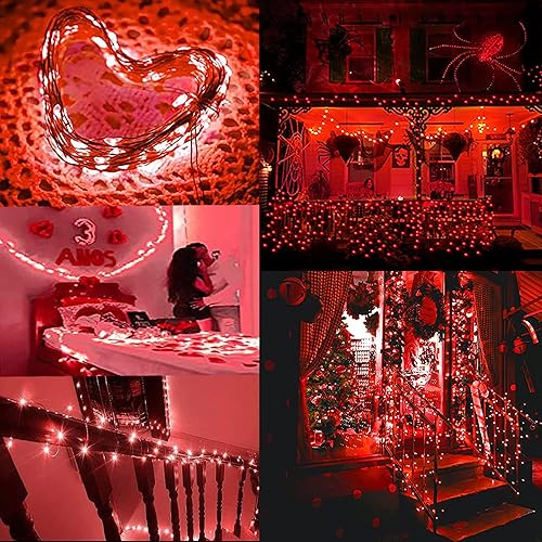 Miniatura 4 de Beewin Guirnalda de luces solares para exteriores, paquete de 2 luces solares de cobre de 33 pies, 100 l, 8 modos de luces centelleantes para