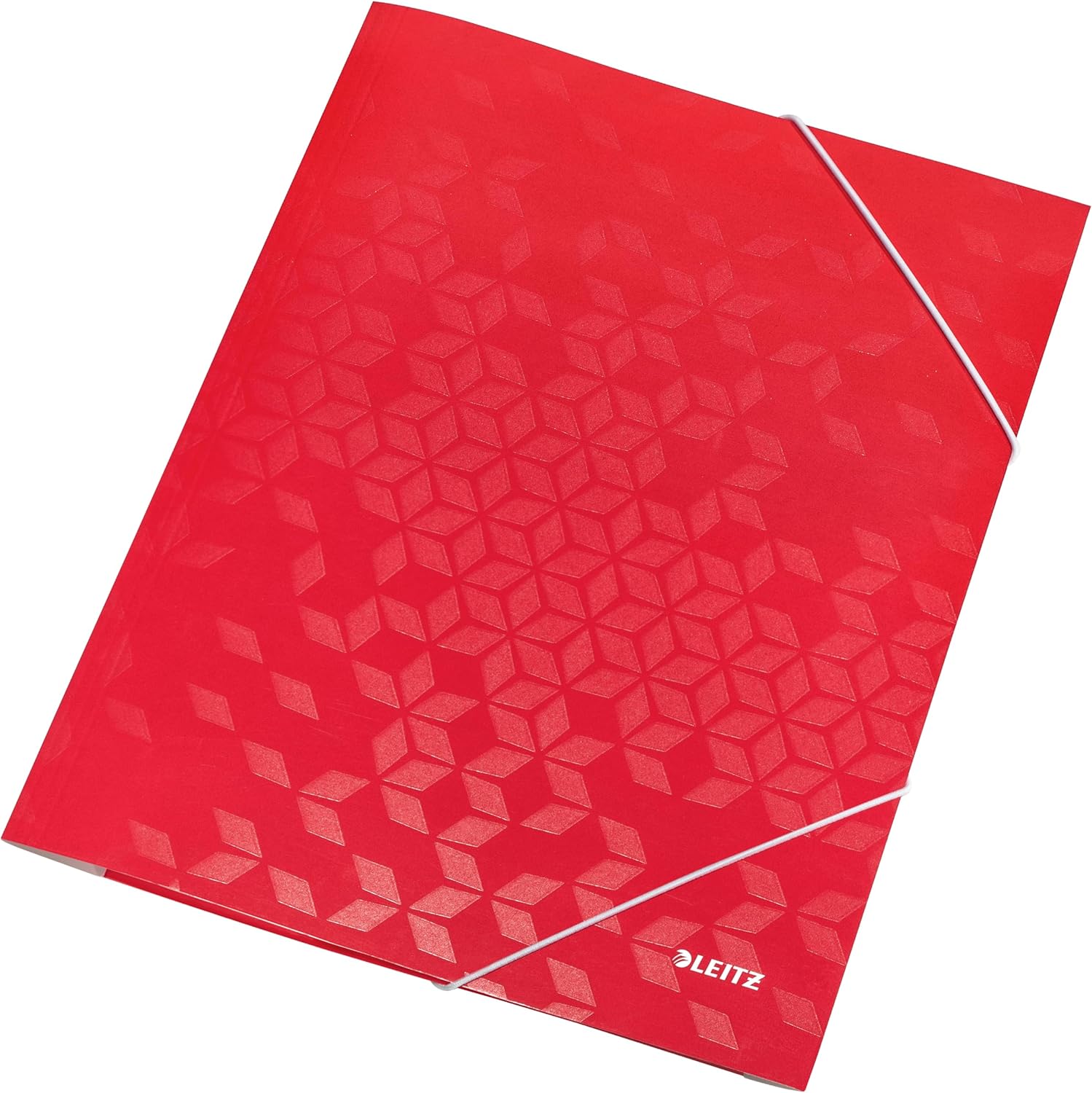 Leitz Wow 39820026 3-Flap Folder with Elasticated Closure and Cardboard Folder with Elastic Closure - Red