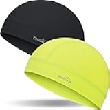 GXCROR 2 Pcs Cooling Skull Cap Helmet Liner for Men Women, Moisture Wicking Cycling Cap Motorcycle Hard Hat Liner Soft Running Beanie (Luminous/Black)
