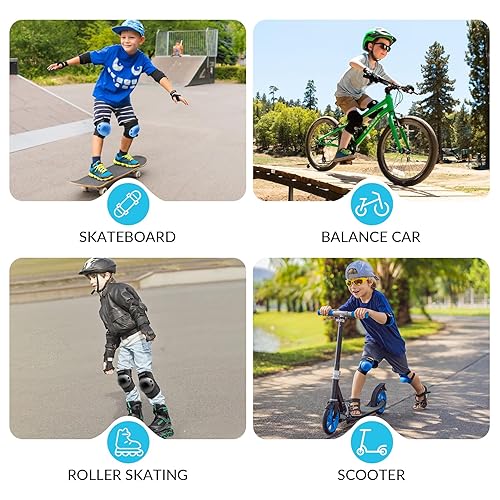 Miniatura 6 de PAPAISON Rodilleras para niñosjóvenes, coderas y muñequeras para patinaje en línea, ciclismo, monopatín, scooter, juego de equipo de protección 3 en