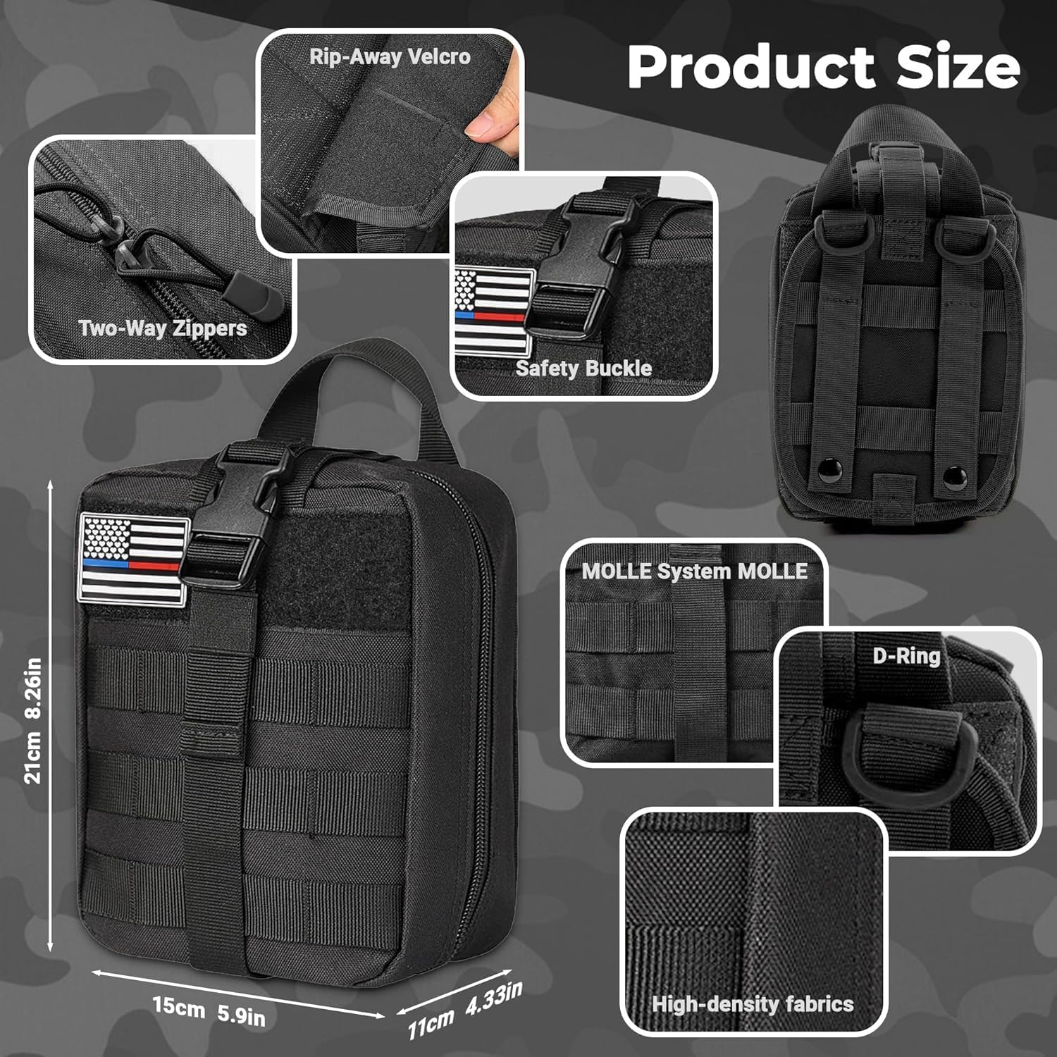 41 PCS Emergency First Aid Kit – Trauma Bag with Tourniquet, Israeli Bandage, Ideal for Camping, Hiking, Car, Home, and Outdoor Survival (MOLLE Compatible)