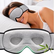 YFONG Masque de sommeil ultra confortable en viscose de bambou, Gris Clair | doux et confortable, sangle réglable pour les dormeurs latéraux, lunettes de sommeil 3D sans pression, blocage & sommeil