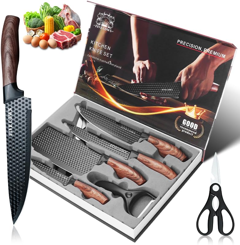 6 pz Blocco Coltelli, Coltello da cucina, con sbucciatore e forbi...