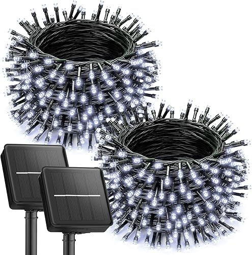 Miniatura 9 de Brightown Luces Solares de Navidad para Exteriores, Paquete de 4 Total 184 Pies 480 LED Luces de Cadena Solares para Exteriores Impermeables Cable