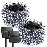 2 Pack Solar String Lights for Outside, Each 46Ft 120 LED Solar String Lights Outdoor with 8 Modes, IP65 Waterproof Solar Lights for Patio Yard Wedding Garden Party Decorations, Cool White