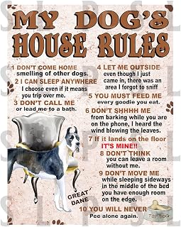 My Dog’s House Rules Great Dane, retro metal tin sign METAL TIN WALL PLAQUE SIGN NOVELTY GIFT 55DHR (10" x 8" (267mm x 200mm), Holes)