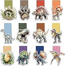 12 Pieces Magnetic Bookmarks, Tixlux Dinosaur Style Bookmarks for Kids, Teachers, Students, Book Lovers, Dinosaur Fans