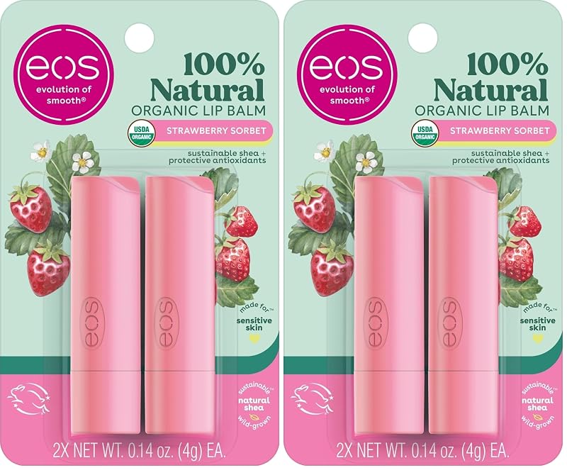 Bálsamo labial eos Strawberry Sorbet, Pacote com 4