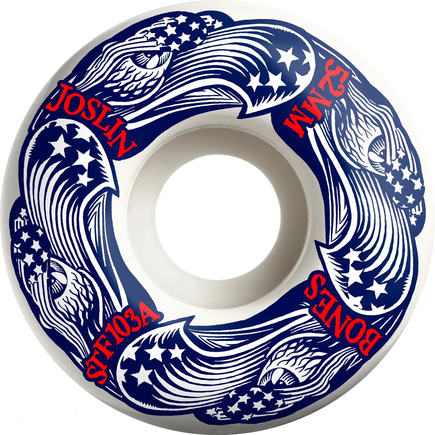 BonesWheels Chris Joslin Freedom Fourever STF Skateboard Wheels, 52mm, 103A, V1 Standard