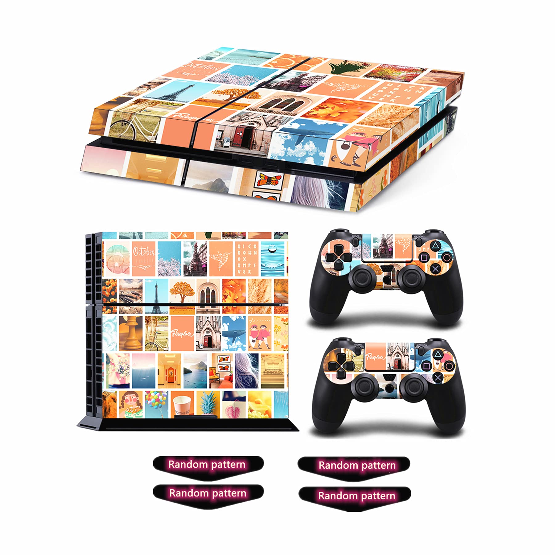 Decal Skin for Ps4 Pro, Whole Body Vinyl Sticker Cover for PlayStation 4 Pro Console and Controller (Include 4pcs Light Bar Stickers) (PS4 Pro, Magma) — view 12