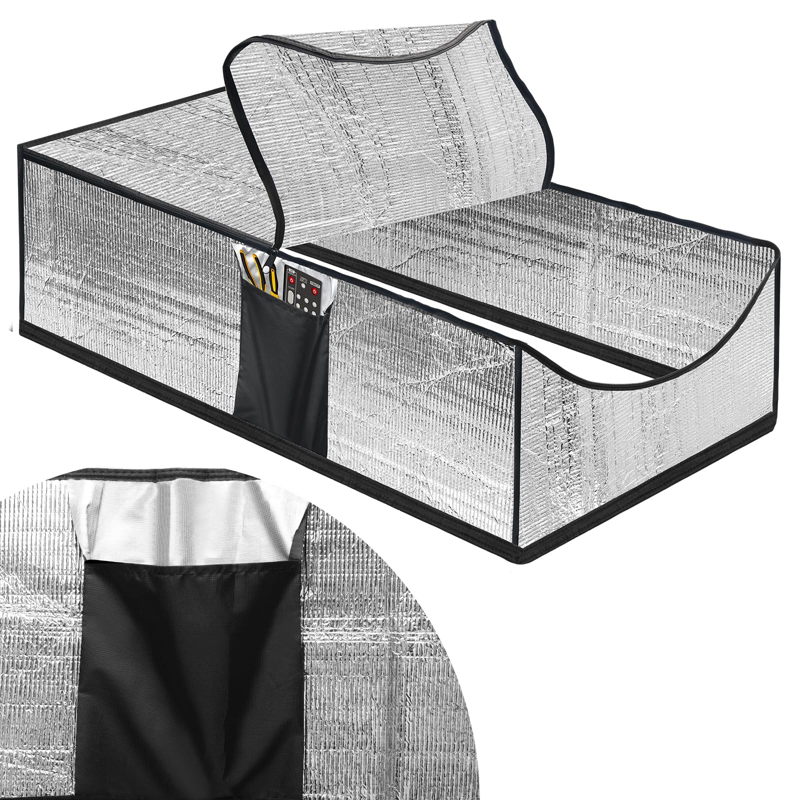 Attic Stairs Insulation Cover with Pockets, Door Insulation Cover 25”x54”x11”Attic Insulator Bag Energy Saving with Zipper Extra Thick Double Bubble