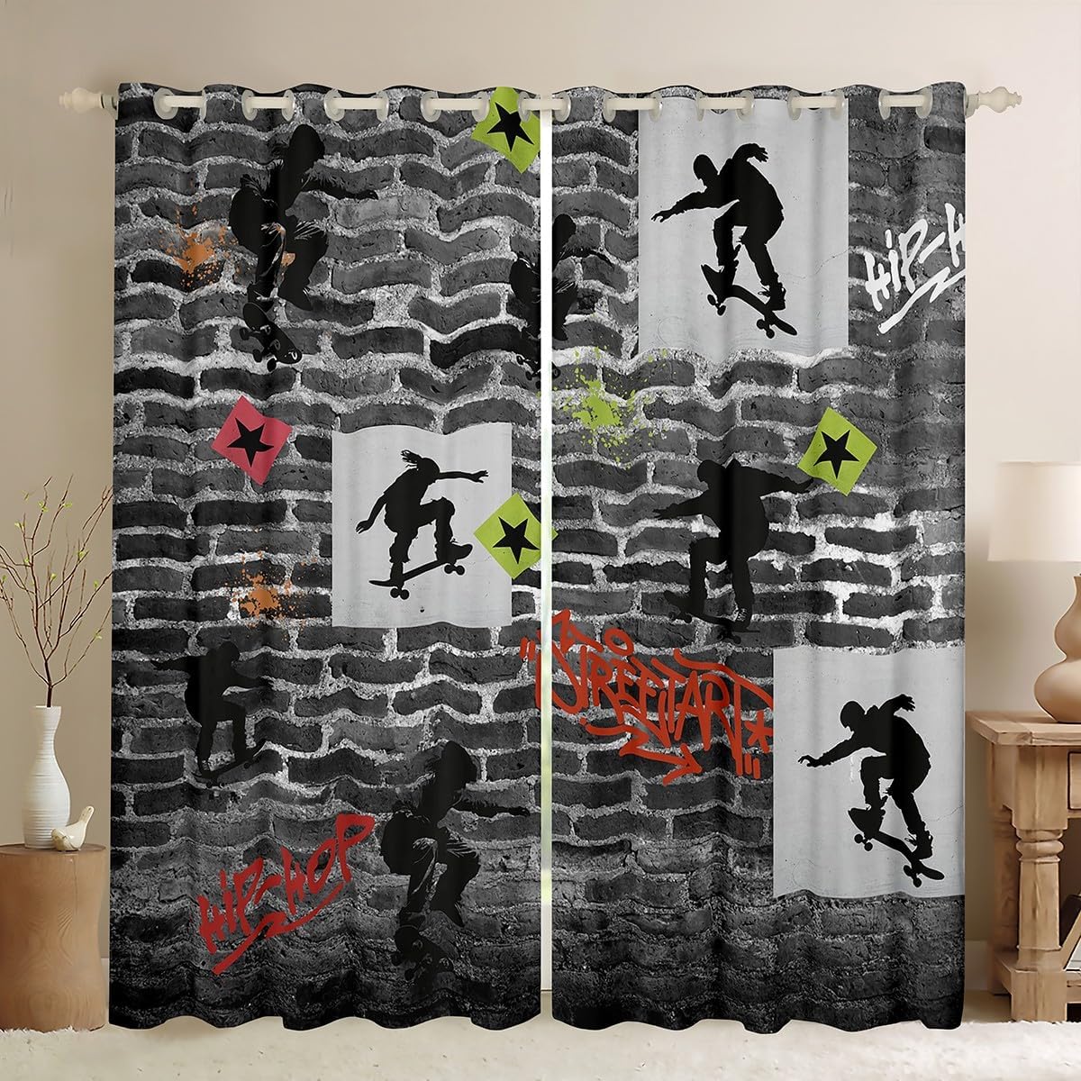 Fire Truck Window Curtains,Firefighter Car Curtain,Firemen Engine Vehicle Window Drapes for Kid Teens Boys Young Man,Modern Bedroom Decorative,3D Red Fire Truck Curtain,84Wx84L