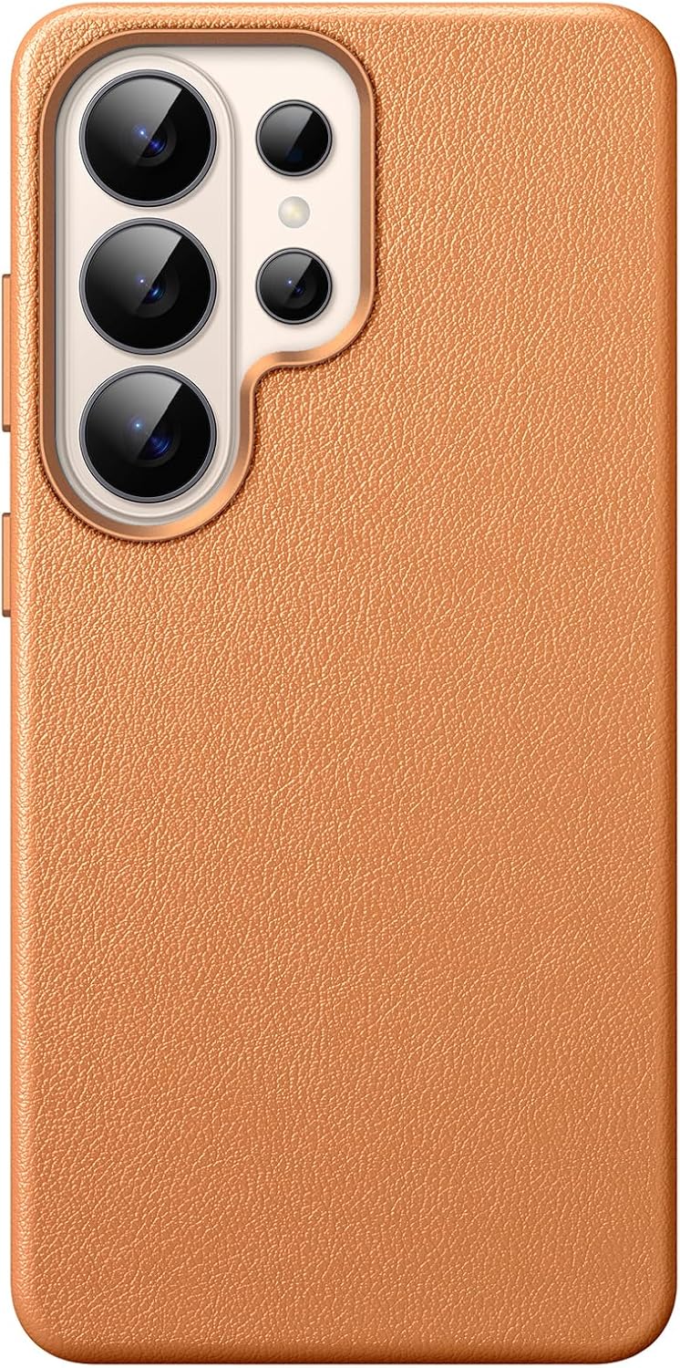 JETech Leather Case for Samsung Galaxy S26 Ultra, Compatible with MagSafe, Anti-Slip Grip Phone Cover with Metal Button, Soft Microfiber Lining (Black)