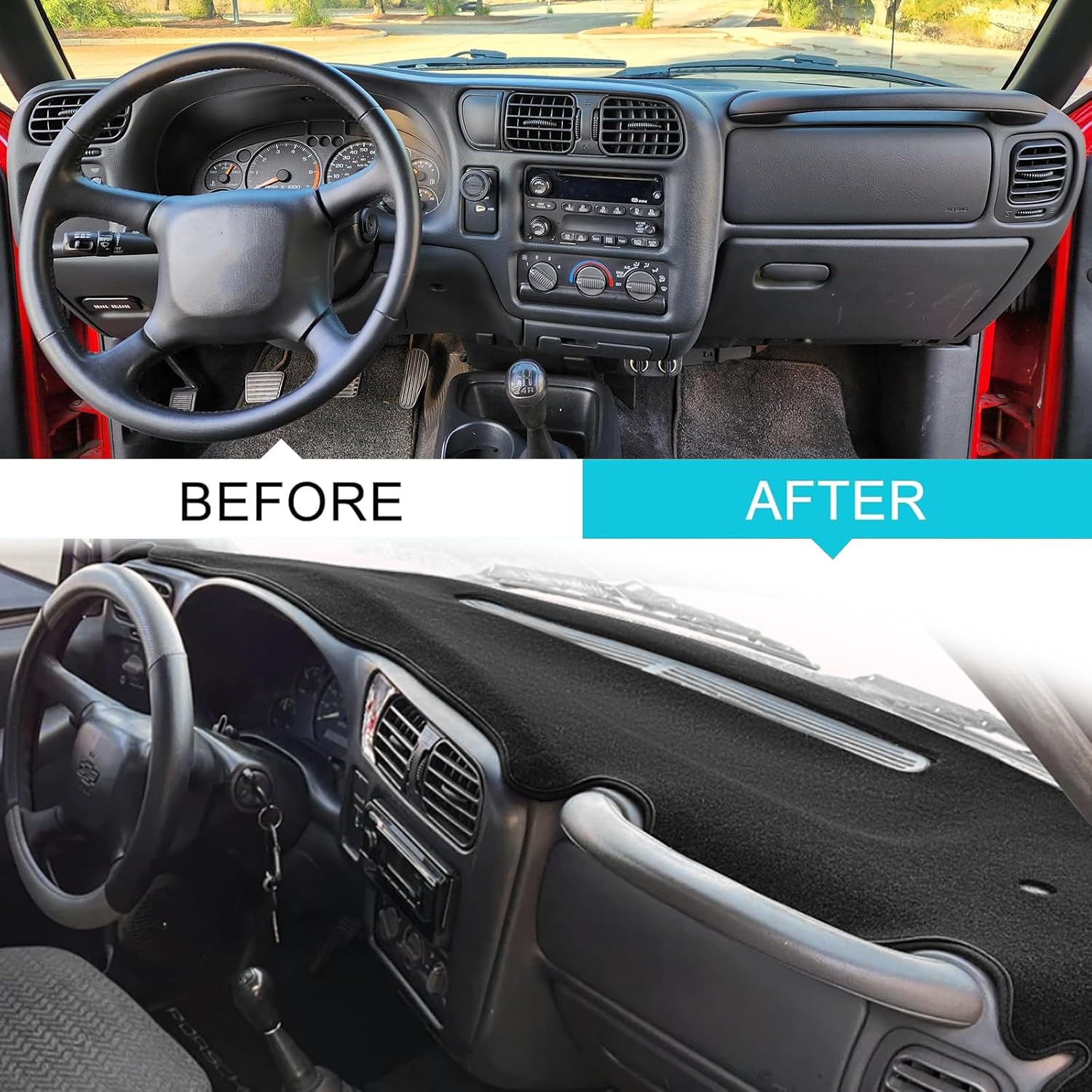 Dashboard Cover Custom Fit for 1998-2005 Chevy Chevrolet S10 Blazer/GMC Jimmy Sonoma Envoy/Olds Oldsmobile Bravada/Isuzu Hombre,Dash Cover Mat Carpet Pad Protector(Black)