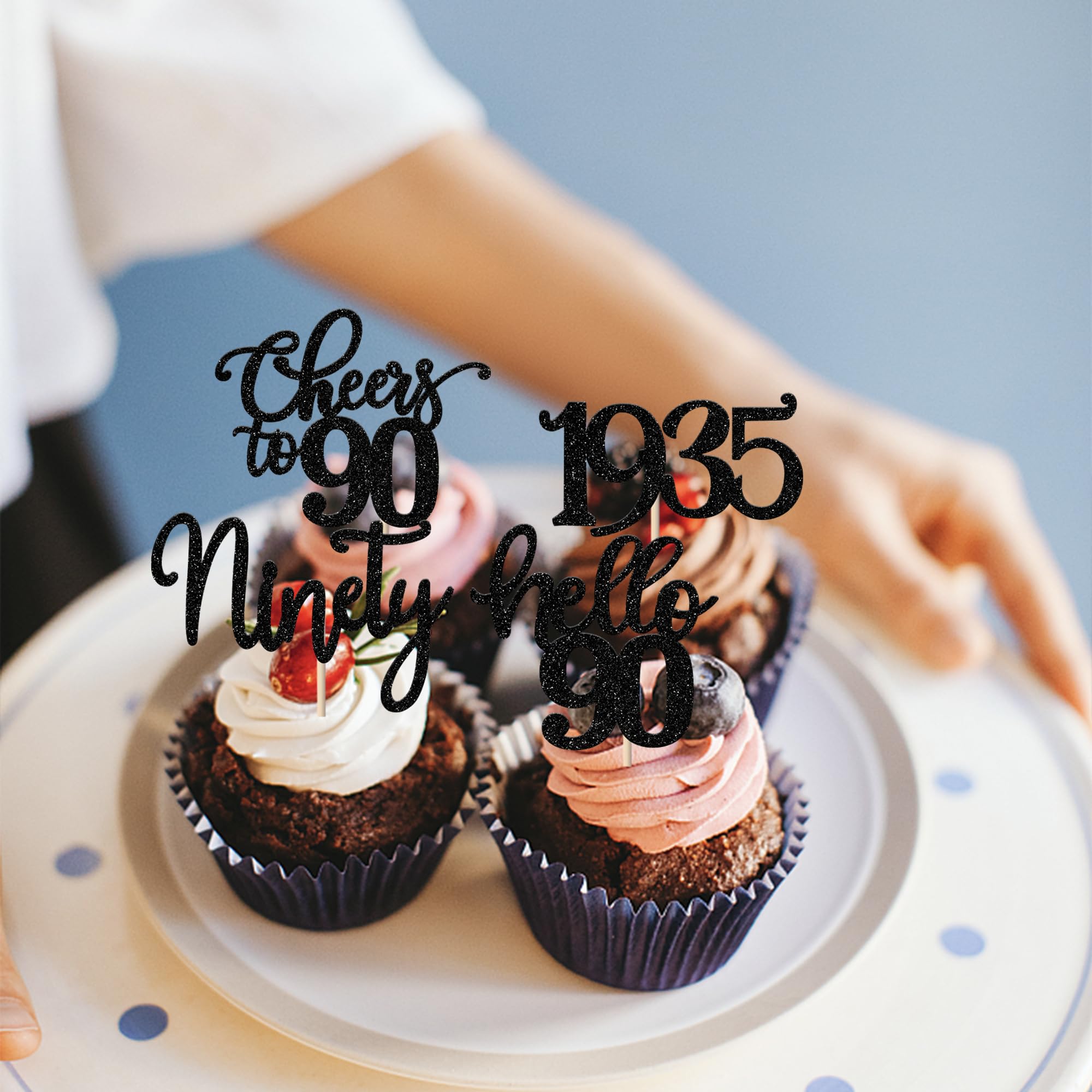 Lot De 24 Décorations De Gâteau D'anniversaire 90 Ans - Ninety à