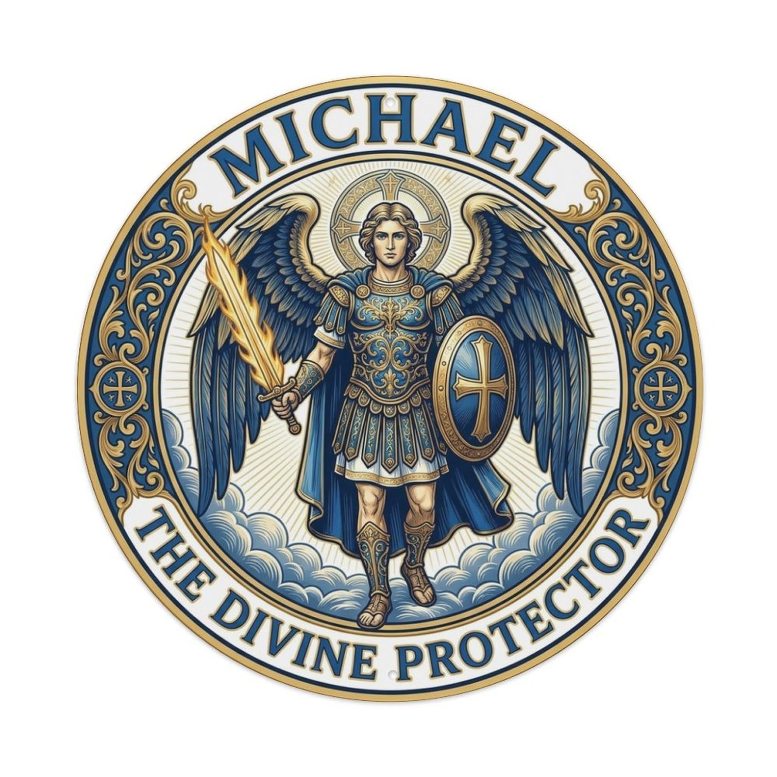 The Divine Protector Guardian St Michael Archangel Metal Tin Sign