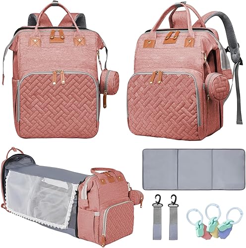 Bolsas de pañales para bebés con cambiador, Rosado, Viajes