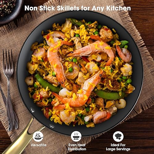 Miniatura 9 de imarku Sartén de hierro fundido, sartén de hierro fundido de 12 pulgadas, sartenes antiadherentes profesionales de larga duración, sartén