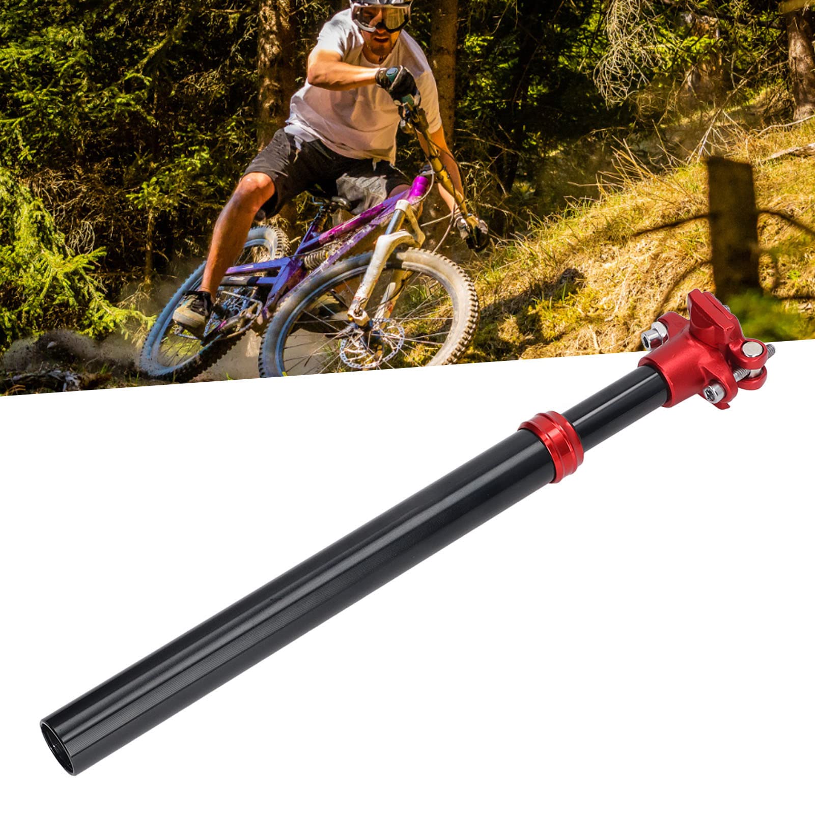 Sztyca amortyzowana do roweru ze stopu aluminium 27,2 mm x 350 mm z rurką adaptera - sztyca amortyzatora o wysokiej wytrzymałości do rowerów górskich i naprawy rowerów - lekka
