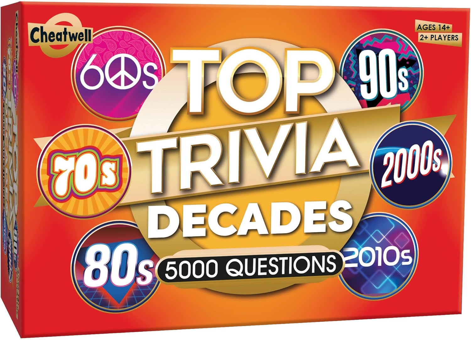 Cheatwell Games Top Trivia Decades Quiz Game - 5000 Questions To Test Your Knowledge Of Music, Film, TV, Science, Food, Drink, Culture, General Knowledge From The Last 60 Years, For Ages 14 Plus