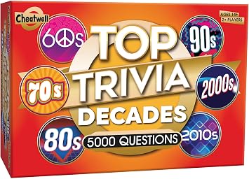 Cheatwell Games Top Trivia Decades Quiz Game - 5000 Questions To Test Your Knowledge Of Music, Film, TV, Science, Food, Drink, Culture, General Knowledge From The Last 60 Years, For Ages 14 Plus