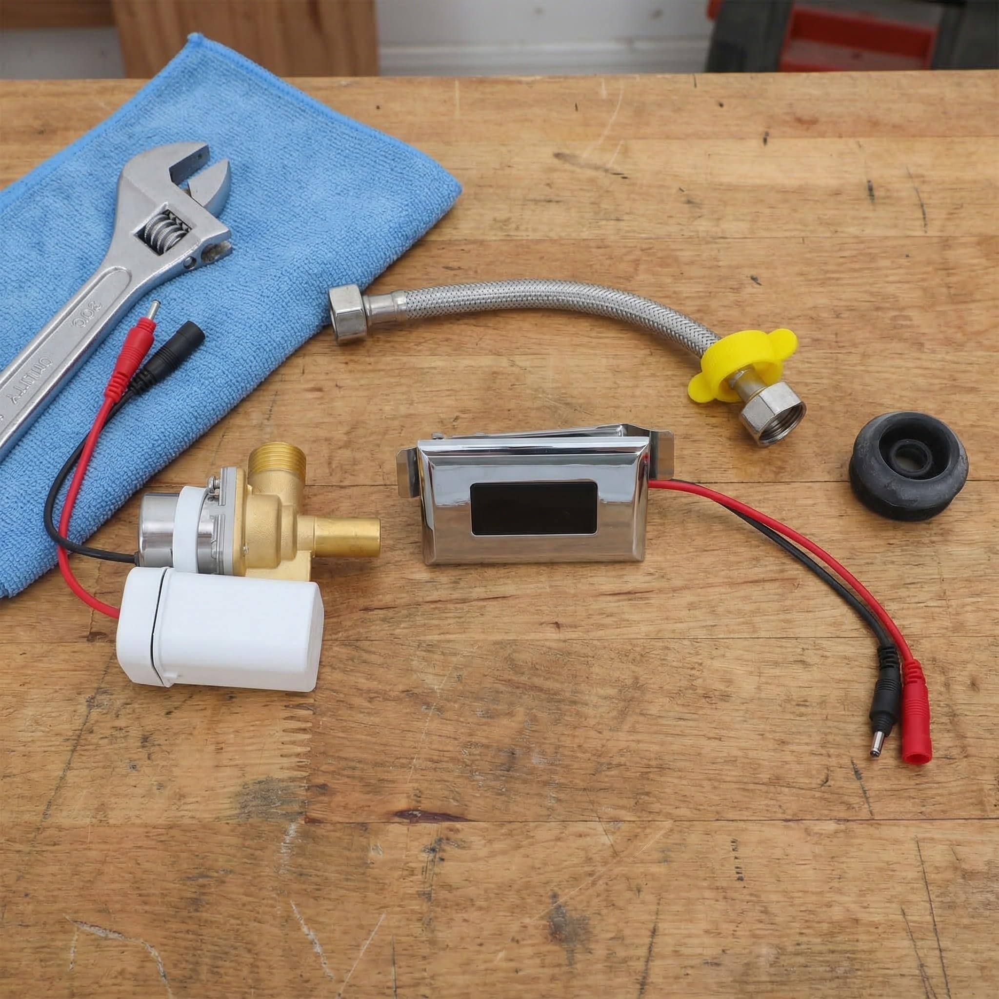 ifundom Válvula de Descarga para Urinario Sensor, Válvula Solenoide Inteligente, Abs, Goma y Cobre, Mantenimiento, para Instalaciones Públicas y Baños Comerciales