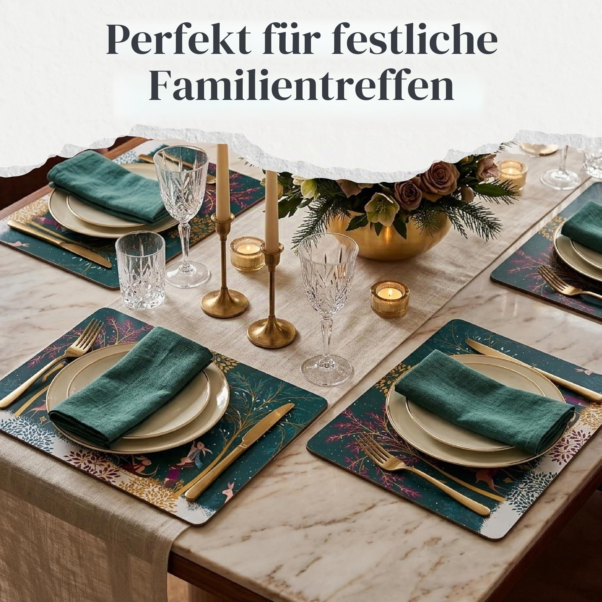 Woodland Tales Platzsets, groß, Grün, 4 Stück