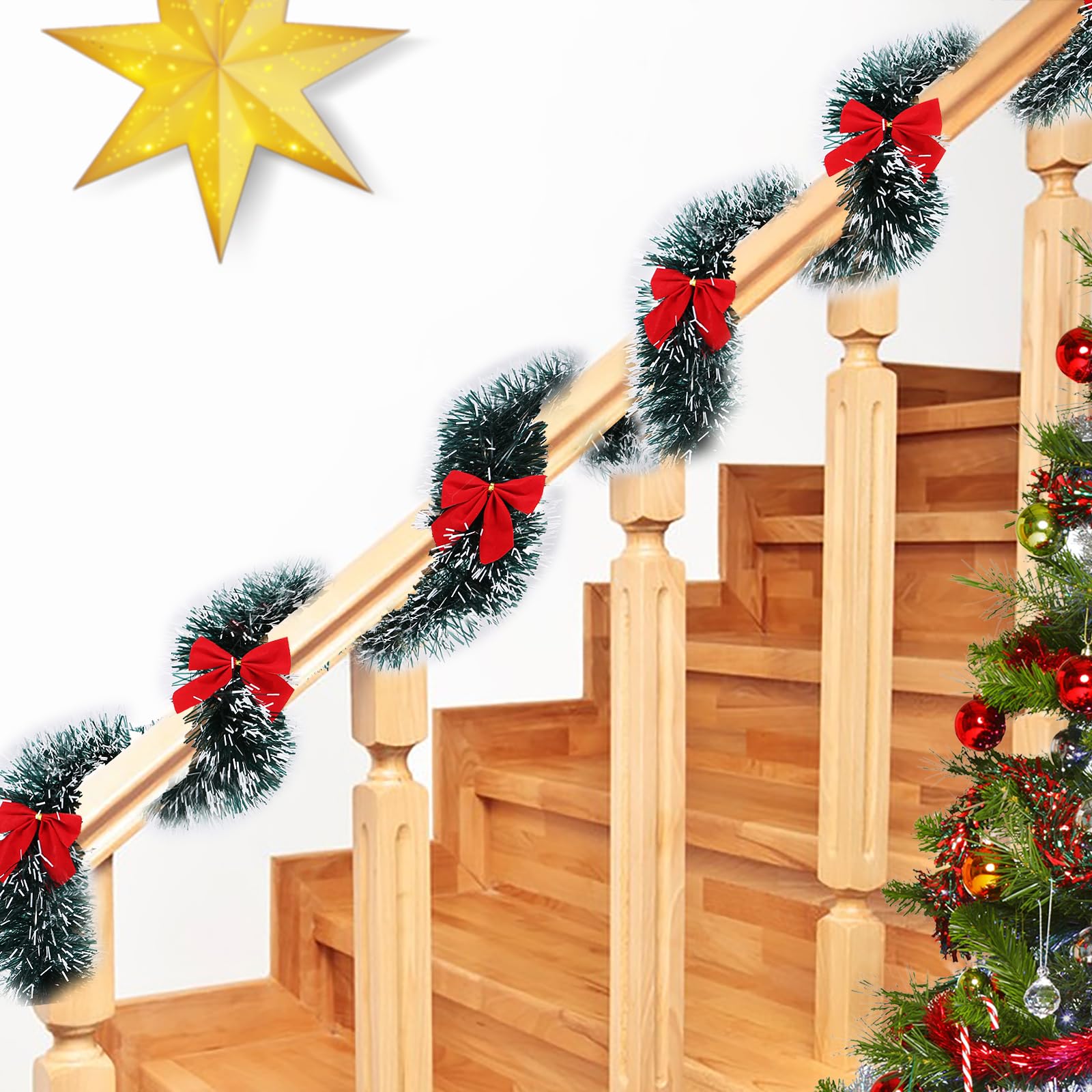 Guirnalda De Oropel Verde Oscuro 10M – Decora Tu Árbol De Navidad Con Brillo Y Magia (5 Rollos)