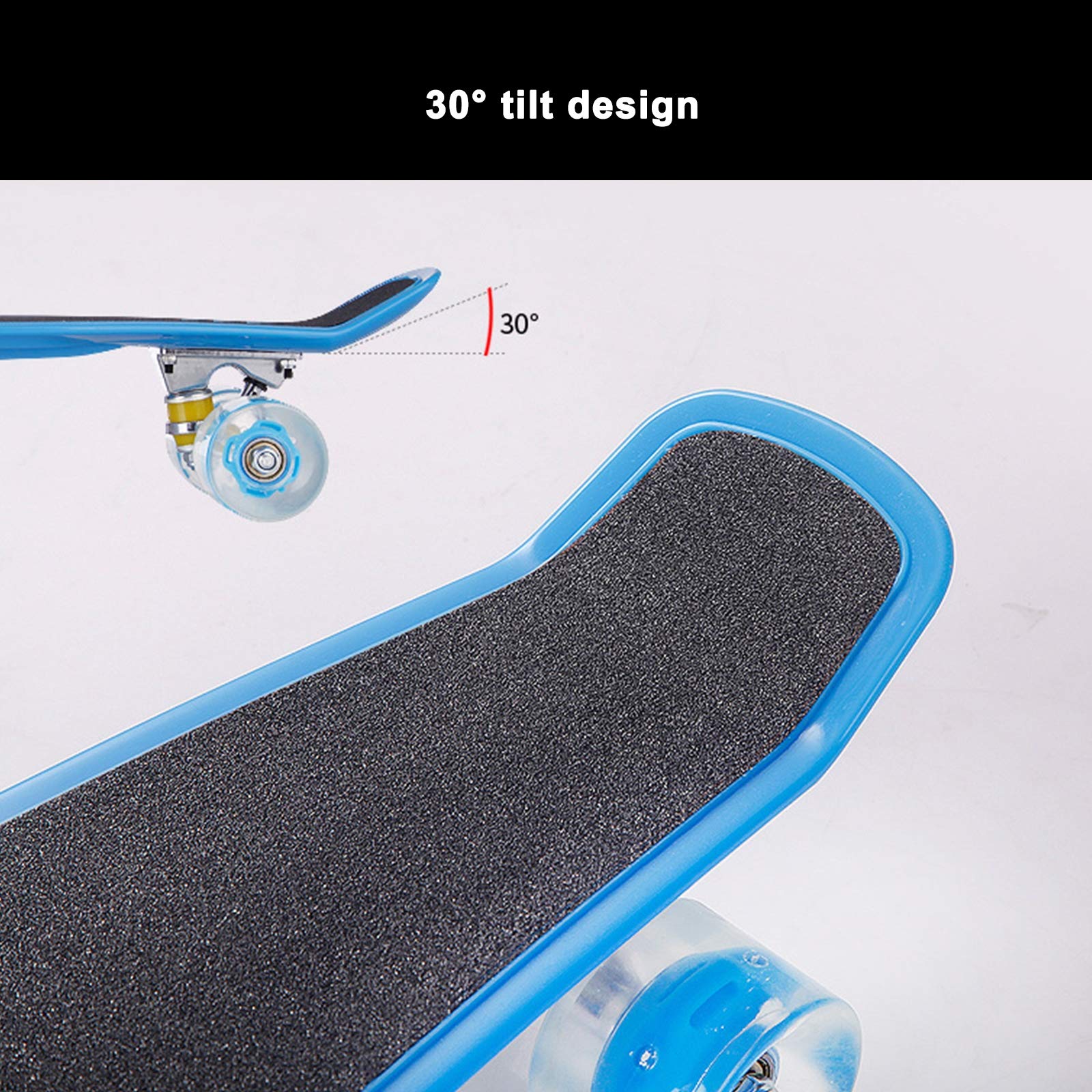 Skateboard Planche à roulettes Givrée de 22"avec Roues Clignotantes à LED et Outil en T, Skateboard Mini Cruiser Résistant à l'usure pour Enfants, Adolescents, Garçons et Filles