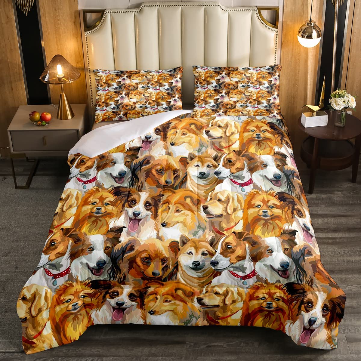 Kids Cute Dog Bedding Set for Girls Boys Child Cartoon Dogs Down Alternative Down Comforter for All Season Kawaii Pet Dog Puppy Dog Lover's Gift Animal Duvet Insert/Quilt Double Size