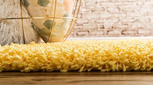 Miniatura 3 de Unique Loom Colección Solid Shag - Alfombra de área de la colección Shag sólido (2 pies 6 pulgadas x 13 pies 1 pulgada, pasillo, color amarillo