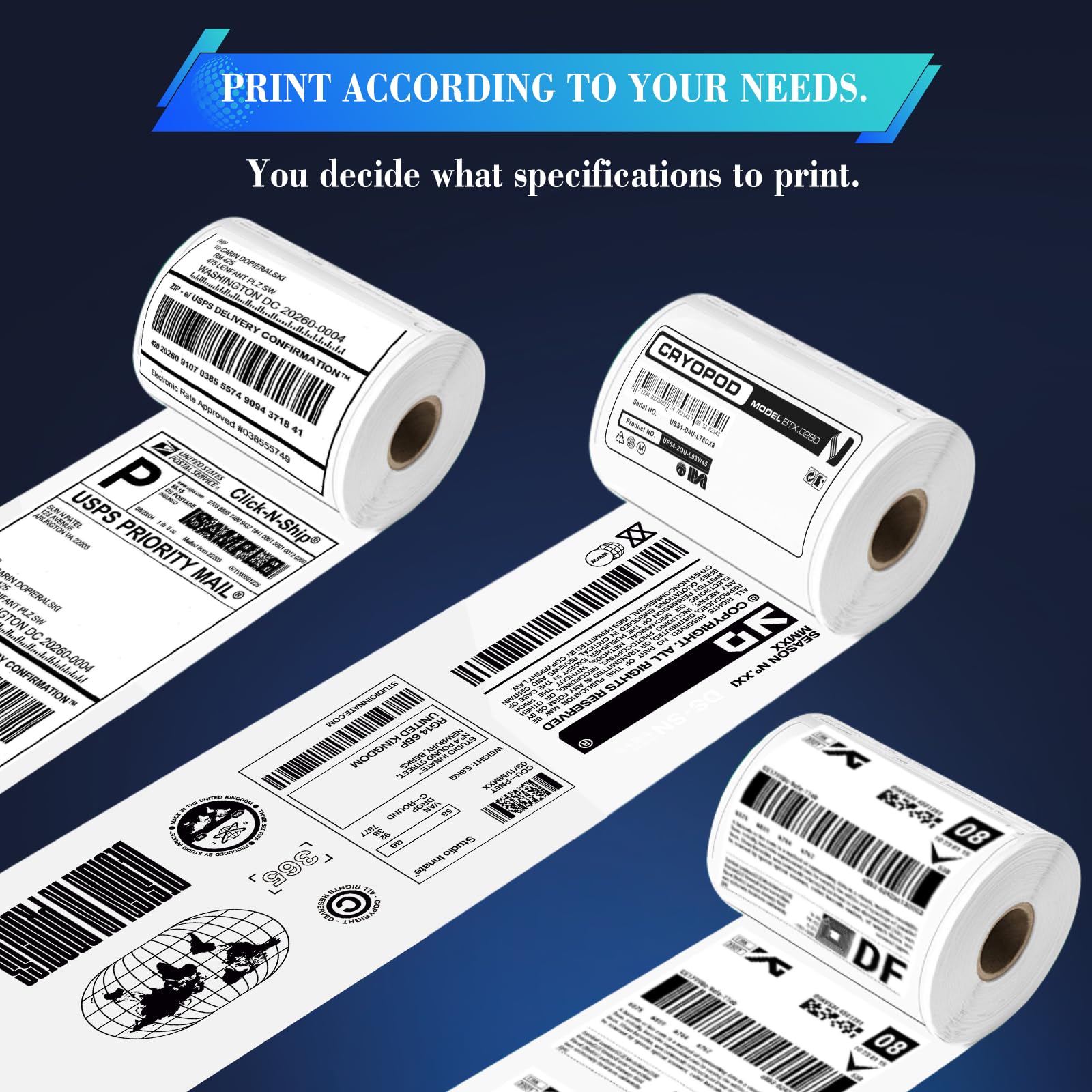 10 Rouleaux d'étiquettes Continues DK-22205-62 mm x 30,48 m - Compatibles avec les Imprimantes d'étiquettes Brother QL-500, QL-570, QL-700, QL-800, QL-820NWB, QL-1100, QL-1110NWB
