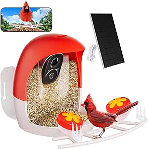 Smart AI Outdoor Solar Bird Feeder with Camera,Automatic Bird Identification,IP66 Waterproof,2K HD Camera Replays and Live broadcasts Available-Gifts for Wild Birds Lovers asin的图片