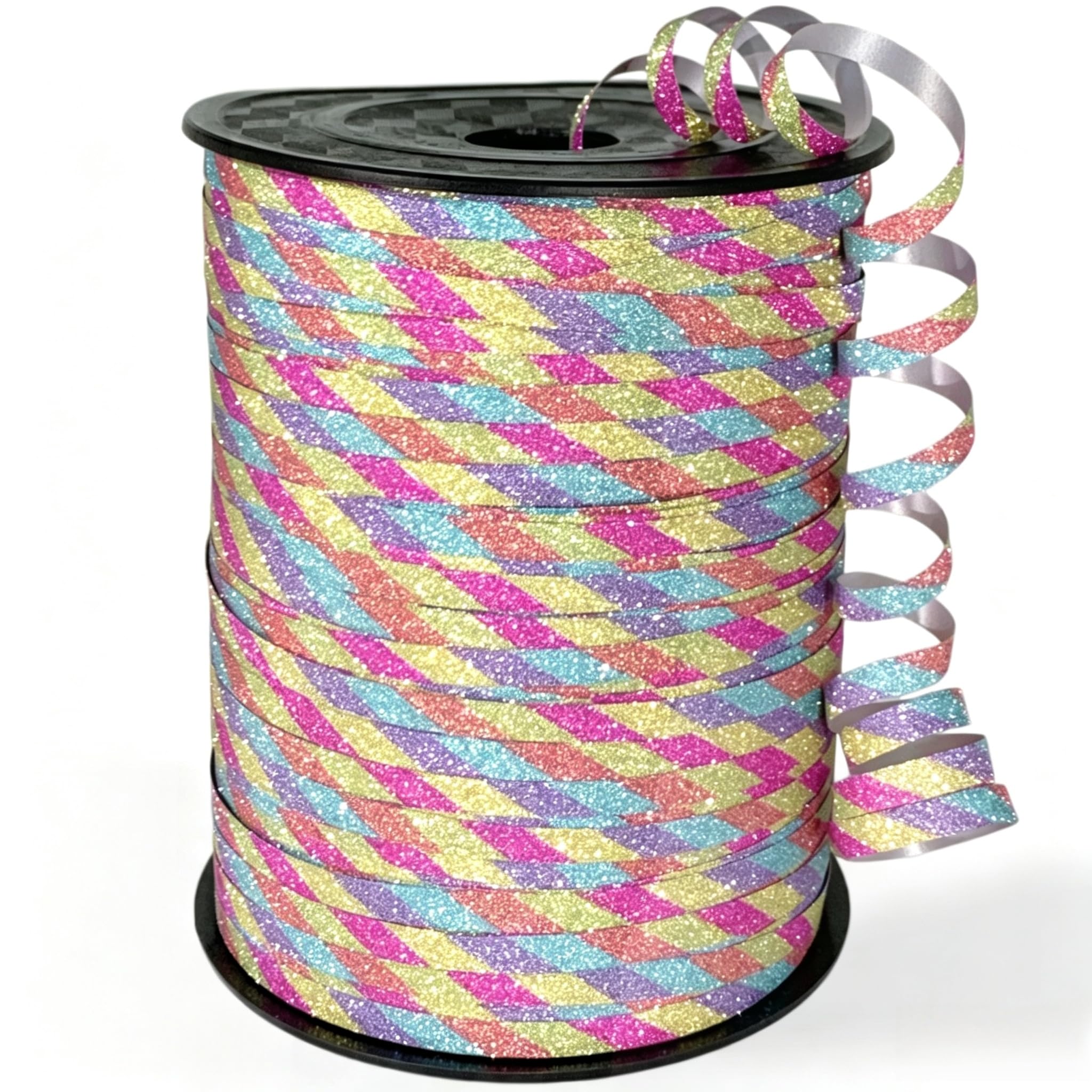 Photo 1 of 500 Yard Rainbow Balloon String Curling Ribbon, Glitter Birthday Ribbons