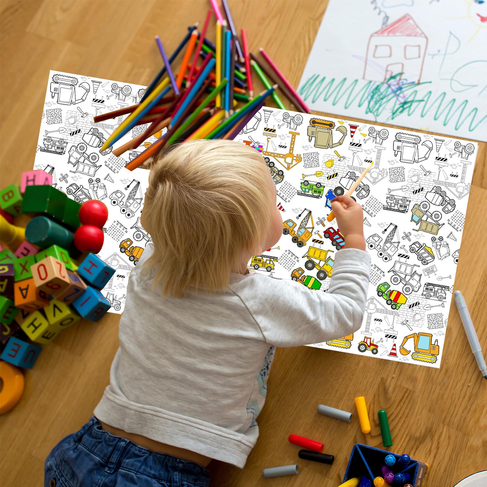 137*274cm Giant Colouring Table Cloth,Coloring Tablecloth for Kids,Paper Tablecloths Construction Rectangular Table Cover for Parties,Art Coloring Educational Tablecloth Party Supplies for Boys Girls - Image 3