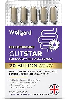 Wellgard Gutstar Probiotics - 16 Strain Probiotics for Gut Health with Fennel and Ginger, Vegan, UK Made