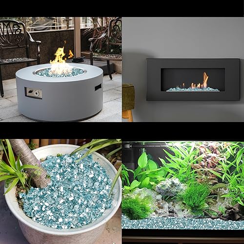 Miniatura 138 de Skyflame 4.53 kg de vidrio resistente al fuego, de 1.27 cm, de brillo intenso para paisajismo de chimenea, lugar para fogatas, Platino reflectante