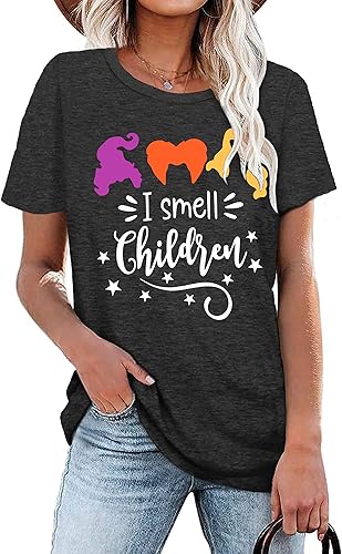 Miniatura 2 de Camiseta de Halloween con texto en inglés "I Smell Children" para mujer, camiseta con estampado de Sanderson, camisetas de manga corta para otoño