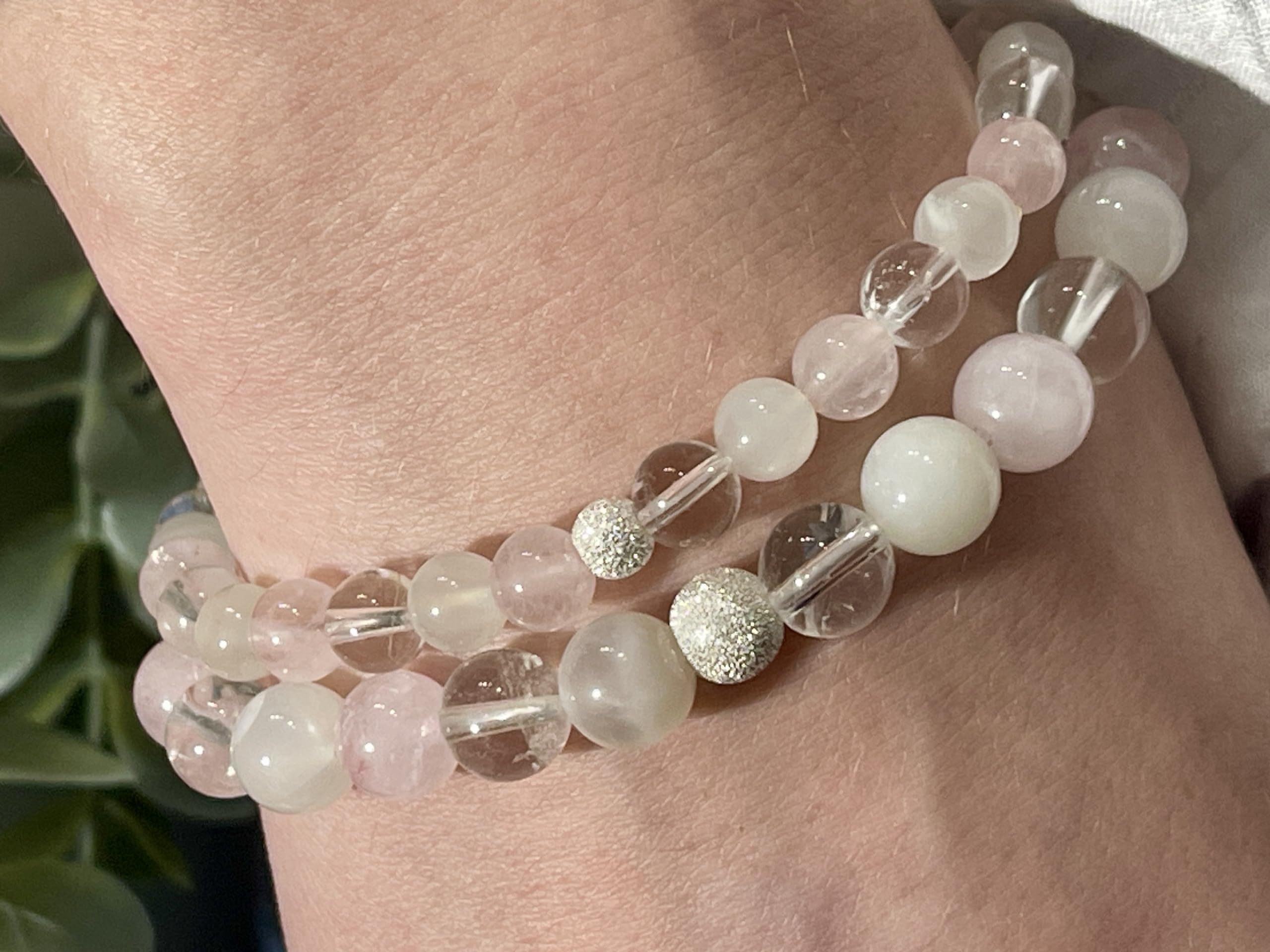 Kraftarmband Edelsteine 6 mm - Spiritueller Begleiter aus 3 verschiedenen Kraftsteinen, facettierte Sterling Silber Perle in Silber Gold oder Roségold - Support Armband - Handmade anpassbar