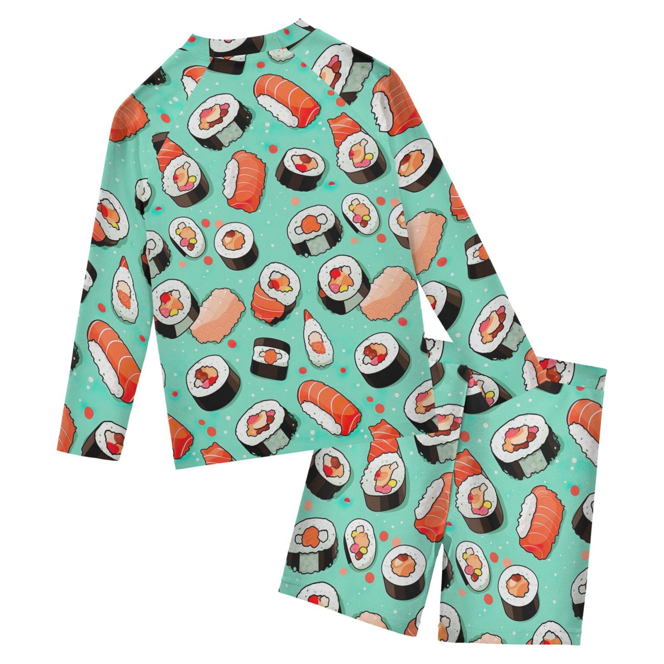 Sushi Food Toddlers and Baby Boys' Swimsuit Trunk and Rashguard Set B0403764