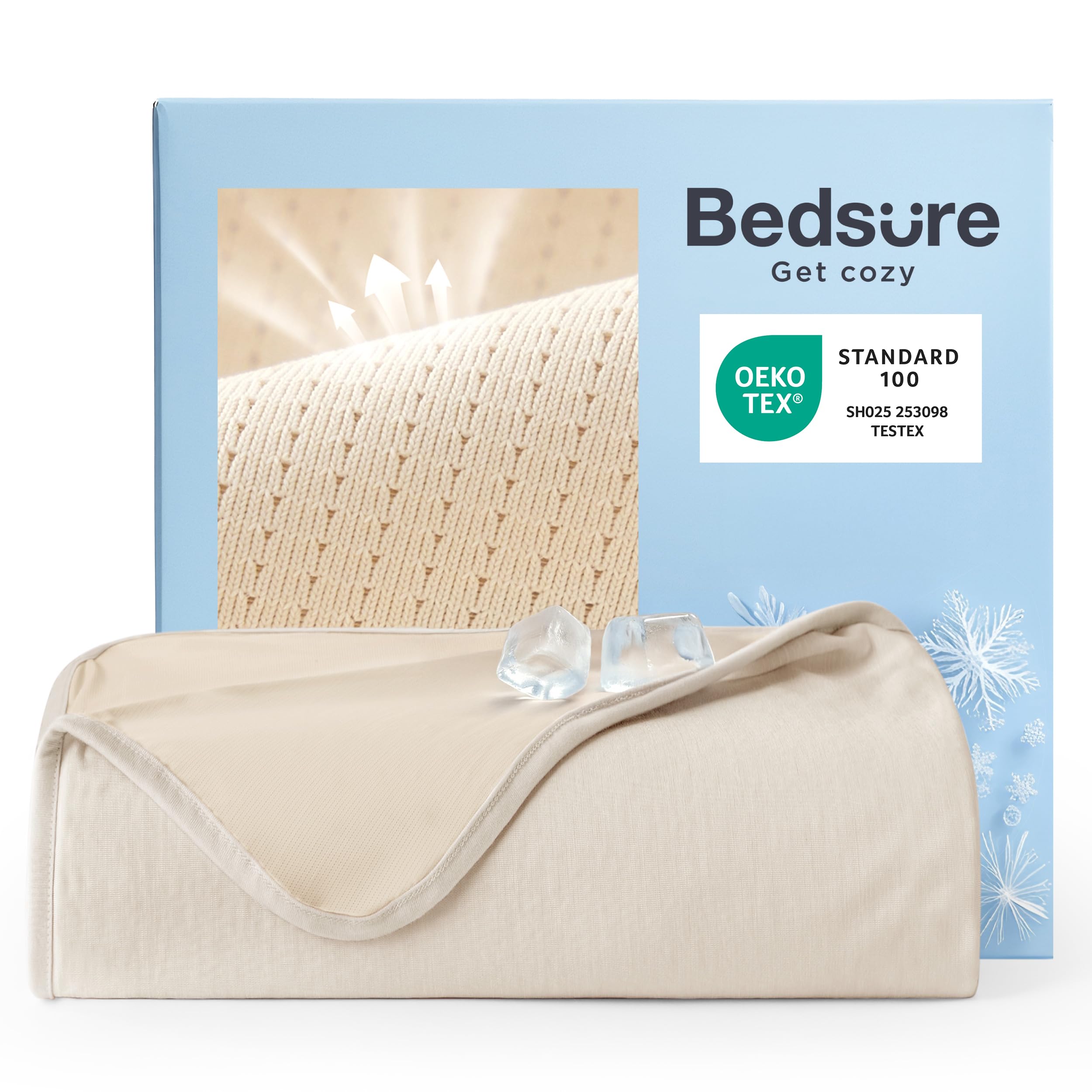Bedsure Summer Cooling Blanket in Mesh Beige