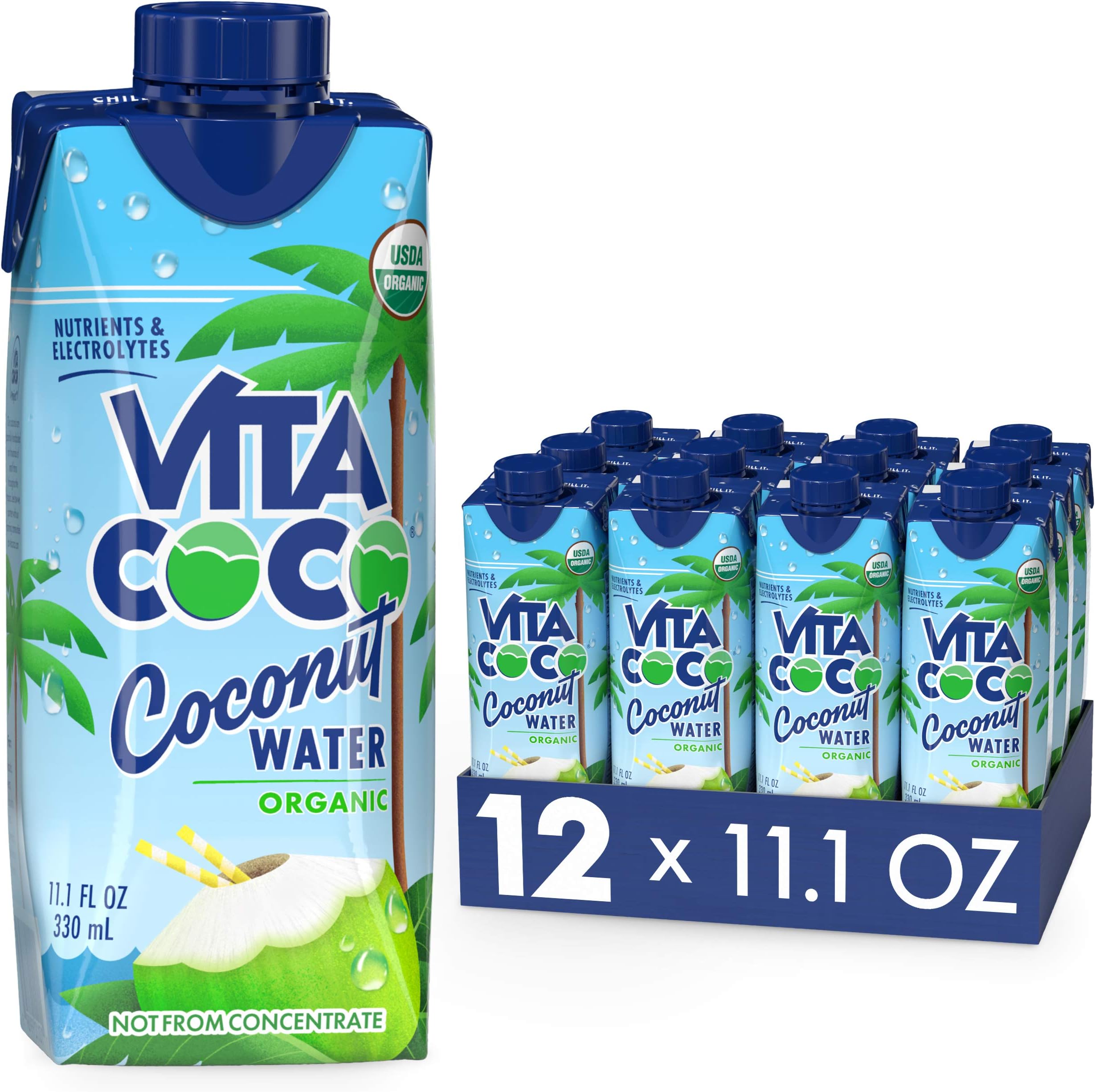 Coconut Water, Pure Organic | Refreshing Coconut Taste | Natural Electrolytes | Vital Nutrients | 11.1 Oz (Pack Of 12)