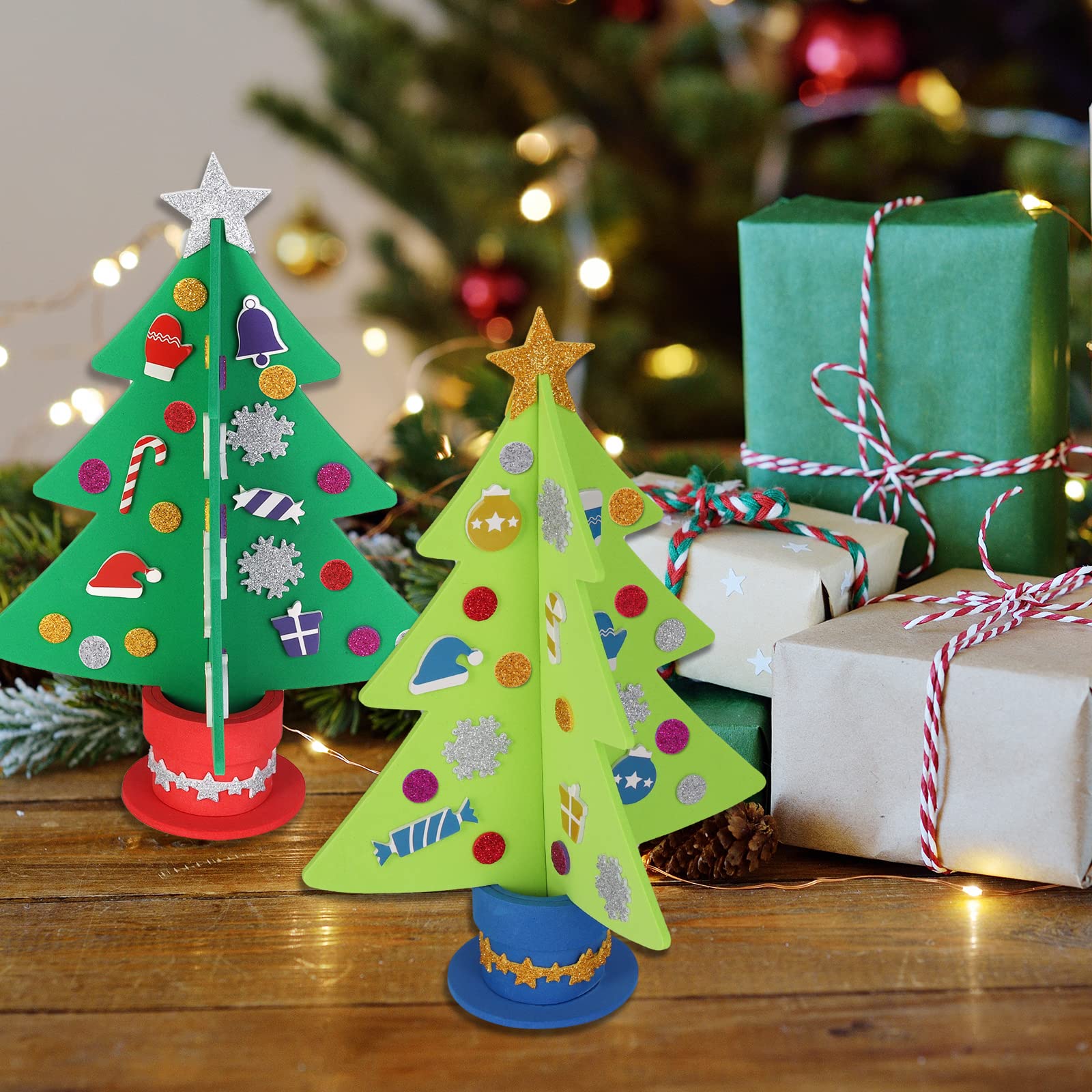 ENIKMOSD Weihnachtsbaum Bastelset Für Kinder – 2 Filz-Bäume Zum Dekorieren