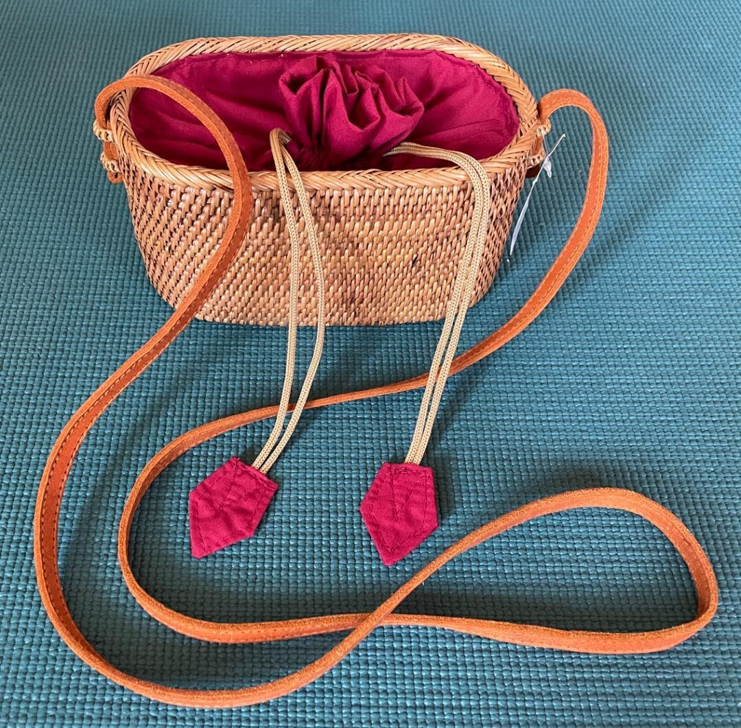 バリ島アタ専門店『Bali Handy』ショルダー式のアタバッグ小☆裏地巾着式 