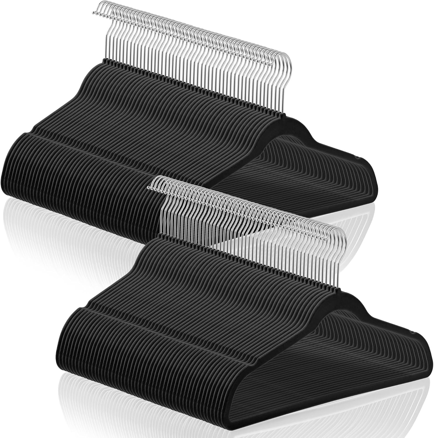 Casafield 100 Black Velvet Suit Hangers - Space Saving, Non-Slip & Swivel Hook for Dress Clothes, Coats, Pants, Shirts, Skirts