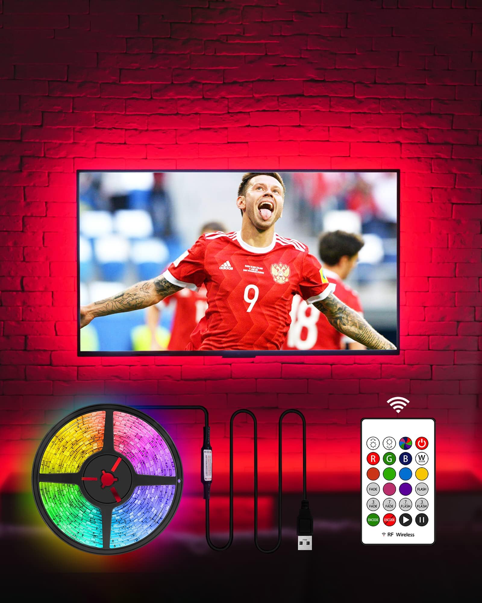 HAMLITE LED Backlight 60-65in 15Ft TV Lights Behind Monitor Hdtv Work Space 20 Colors Changing for Gaming, Living Room Decor